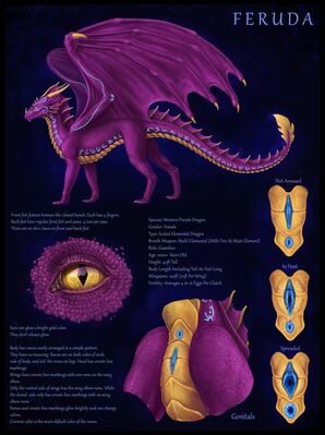 Feruda
art by himeragoldtail
Keywords: dragoness;female;feral;solo;vagina;closeup;reference;himeragoldtail