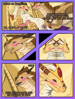 Blaze and Thorn, page 4 (Wings_of_Fire)
art by hirothedragon
Keywords: comic;wings_of_fire;sandwing;princess_blaze;thorn;dragoness;female;feral;lesbian;vagina;suggestive;spooge;hirothedragon