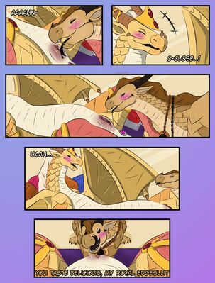 Blaze and Thorn, page 10 (Wings_of_Fire)
art by hirothedragon
Keywords: comic;wings_of_fire;sandwing;princess_blaze;thorn;dragoness;female;feral;lesbian;vagina;spread;oral;closeup;spooge;hirothedragon