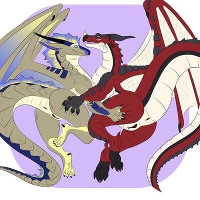 Butt Grab (Wings_of_Fire)
art by hirothedragon
Keywords: wings_of_fire;sandwing;skywing;dragoness;female;feral;solo;vagina;hirothedragon