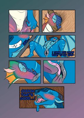Glory and Tsunami, page 19 (Wings_of_Fire)
art by hirothedragon
Keywords: comic;wings_of_fire;glory;tsunami;seawing;rainwing;dragoness;female;anthro;breasts;lesbian;vagina;masturbation;fingering;oral;closeup;spooge;hirothedragon