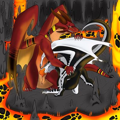 Magma and Nyx (Wings_of_Fire)
art by hirothedragon
Keywords: wings_of_fire;skywing;rainwing;dragon;dragoness;male;female;feral;M/F;vagina;penis;oral;spooge;hirothedragon