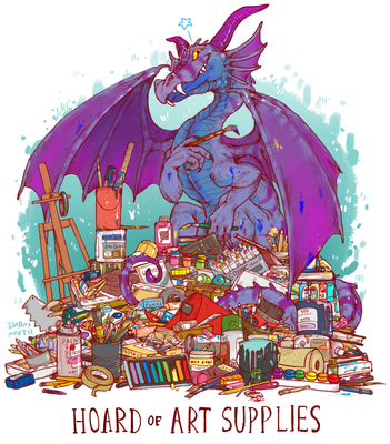 Hoard of Art Supplies
art by iguanamouth
Keywords: dragon;feral;solo;hoard;non-adult;iguanamouth