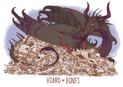 Hoard of Bones
art by iguanamouth
Keywords: dragon;feral;solo;hoard;non-adult;iguanamouth