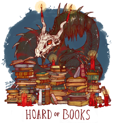 Hoard of Books
art by iguanamouth
Keywords: dragon;feral;solo;hoard;non-adult;iguanamouth