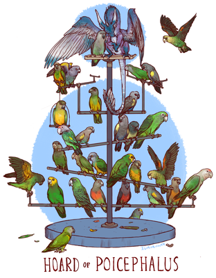Hoard of Budgies
art by iguanamouth
Keywords: dragon;avian;bird;budgie;feral;solo;hoard;non-adult;iguanamouth