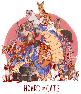 Hoard of Cats
art by iguanamouth
Keywords: dragon;feral;solo;hoard;non-adult;iguanamouth