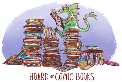 Hoard of Comic Books
art by iguanamouth
Keywords: dragon;feral;solo;hoard;non-adult;iguanamouth