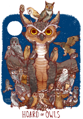 Hoard of Owls
art by iguanamouth
Keywords: dragon;avian;bird;owl;feral;solo;hoard;non-adult;iguanamouth