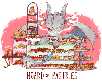 Hoard of Pastries
art by iguanamouth
Keywords: dragon;feral;solo;hoard;non-adult;iguanamouth