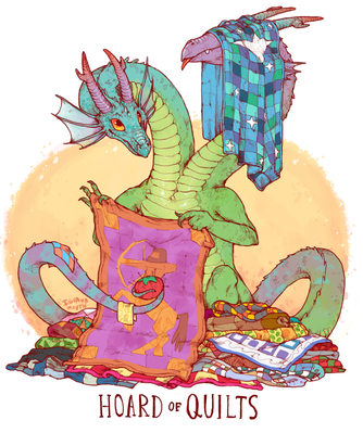 Hoard of Quilts
art by iguanamouth
Keywords: dragon;feral;solo;humor;hoard;iguanamouth