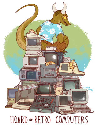 Hoard of Retro Computers
art by iguanamouth
Keywords: dragon;feral;solo;humor;hoard;iguanamouth