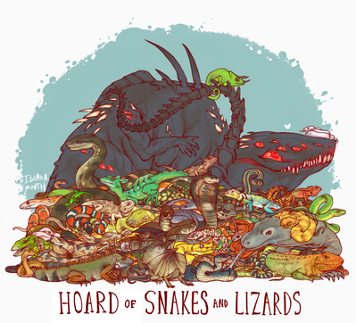 Hoard of Snakes
art by iguanamouth
Keywords: dragon;feral;solo;humor;hoard;iguanamouth