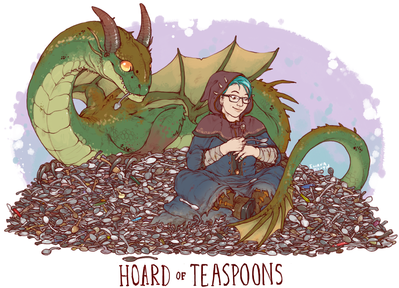Hoard of Teaspoons
art by iguanamouth
Keywords: dragon;feral;solo;humor;hoard;iguanamouth