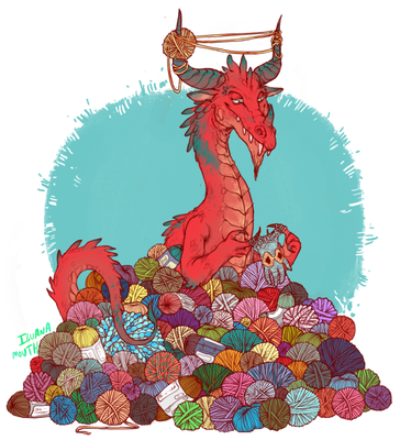 Hoard of Yarn
art by iguanamouth
Keywords: dragon;feral;solo;humor;hoard;iguanamouth