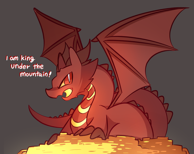 I Am King Under The Mountain
art by mackinn7
Keywords: lord_of_the_rings;lotr;dragon;wyvern;smaug;male;anthro;solo;humor;hoard;mackinn7