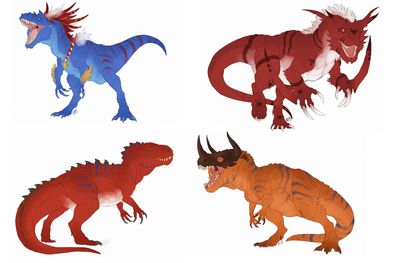 Dinosaurs of Digimon
art by hornedfreak
Keywords: anime;digimon;dinosaur;theropod;allosaurus;tyrannosaurus_rex;trex;greymon;allomon;tyrannomon;growlmon;male;feral;solo;non-adult;hornedfreak