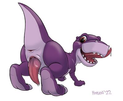 Chomper (LBT)
art by horsen
Keywords: cartoon;land_before_time;lbt;dinosaur;theropod;tyrannosaurus_rex;trex;chomper;male;anthro;solo;penis;presenting;spooge;horsen