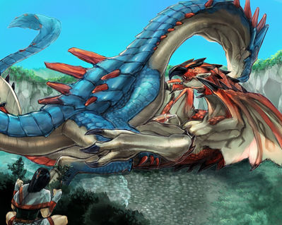 Lagiacrus and Rathalos
unknown artist
Keywords: videogame;monster_hunter;dragon;wyvern;lagiacrus;rathalos;male;feral;M/M;penis;cowgirl;anal;spooge
