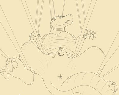 Aladar Tangled
art by hyde3291
Keywords: disney;disney_dinosaur;dinosaur;hadrosaur;iguanodon;aladar;male;anthro;solo;bondage;penis;hyde3291