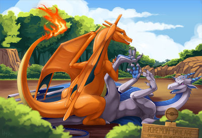 Outdoor Recreation
art by hypnoticdragon
Keywords: anime;pokemon;dragon;dragoness;male;female;feral;anthro;charizard;byzil;M/F;missionary;hypnoticdragon