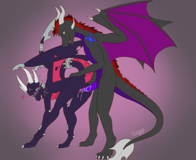 Nero and Cynder Mating
art by ice_and_sleet
Keywords: videogame;spyro_the_dragon;cynder;dragon;dragoness;male;female;anthro;M/F;penis;from_behind;vaginal_penetration;spooge;ice_and_sleet