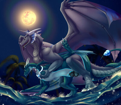 Moonlit Mating
art by icender
Keywords: dragon;dragoness;male;female;feral;M/F;penis;from_behind;vaginal_penetration;icender