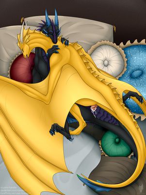 Pillows
art by icender
Keywords: dragon;dragoness;wyvern;male;female;feral;M/F;penis;missionary;vaginal_penetration;spooge;icender