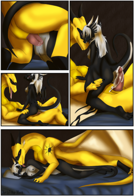 Loving Mates 2
art by icy-marth
Keywords: comic;dragon;male;feral;dragoness;female;anthro;breasts;M/F;penis;from_behind;cowgirl;vaginal_penetration;closeup;spooge;icy-marth