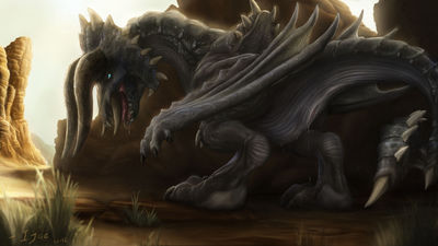 Black Iablos
art by ijoe
Keywords: videogame;monster_hunter;dragon;wyvern;iablos;female;feral;solo;vagina;spooge;ijoe