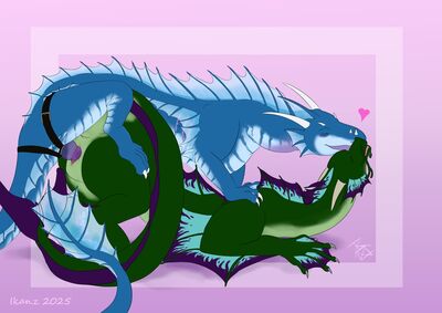 Girl's Night Out
art by ikanz
Keywords: dragoness;female;feral;lesbian;from_behind;vagina;strap-on;masturbation;vaginal_penetration;dildo;ikanz