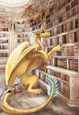 Library Session (Wings_of_Fire)
art by inkfang
Keywords: wings_of_fire;sandwing;icewing;hybrid;dragon;feral;solo;non-adult;inkfang