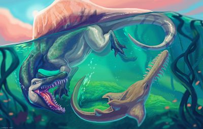 Spinosaurus
art by inkfang
Keywords: dinosaur;theropod;spinosaurus;feral;solo;non-adult;inkfang