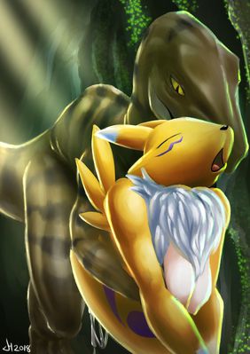 Renamon and the Raptor
art by ironraptor
Keywords: anime;digimon;dinosaur;theropod;raptor;male;feral;furry;canine;fox;renamon;female;anthro;breasts;M/F;from_behind;suggestive;ironraptor