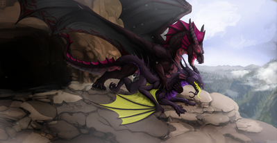Bernhld and Maleficent Mating
art by ishiru
Keywords: dragon;dragoness;male;female;feral;M/F;penis;from_behind;spooge;ishiru