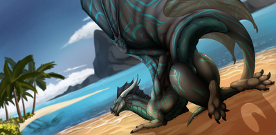 Do You Like The View?
art by ishiru
Keywords: dragoness;female;feral;solo;vagina;beach;presenting;ishiru