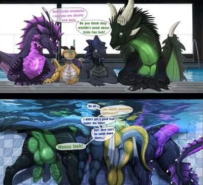 Pool Party (text version)
art by ishiru
Keywords: dragon;dragoness;male;female;feral;M/F;solo;penis;hemipenis;vagina;suggestive;ishiru