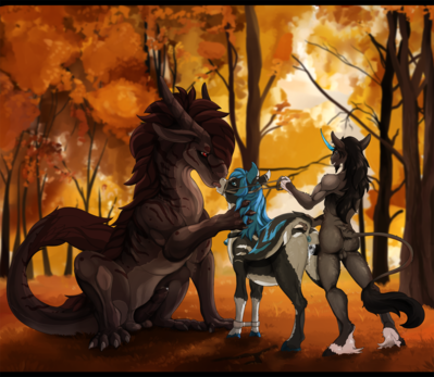 Welcome Guest of Autumn
art by ishiru
Keywords: dragon;feral;furry;equine;unicorn;anthro;male;female;M/F;threeway;bondage;penis;from_behind;vaginal_penetration;spooge;ishiru