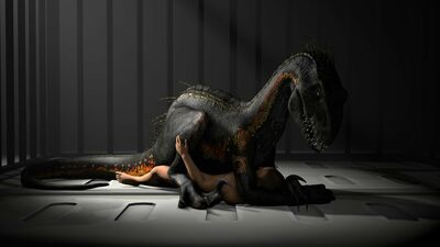 In The Indoraptors Cage
art by ivorylagiacrus
Keywords: beast;jurassic_world;dinosaur;theropod;raptor;indominus_rex;hybrid;indoraptor;female;feral;human;man;male;M/F;cowgirl;suggestive;cgi;ivorylagiacrus