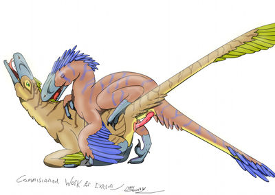 Deinonychus Copulation
art by leeham991dark
Keywords: dinosaur;theropod;raptor;deinonychus;male;female;feral;M/F;penis;from_behind;cloacal_penetration;spooge;leeham991dark