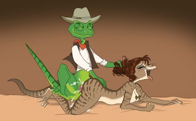 Ride 'Em
art by jabberwockychamber
Keywords: cartoon;rango;beans;lizard;chameleon;bearded_dragon;male;female;anthro;M/F;penis;from_behind;spooge;jabberwockychamber