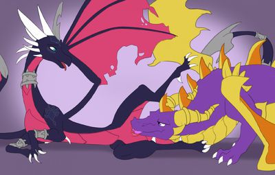 Cynder and Spyro
art by jabberwockychamber
Keywords: videogame;spyro_the_dragon;dragon;dragoness;spyro;cynder;male;female;anthro;M/F;vagina;oral;vaginal_penetration;jabberwockychamber