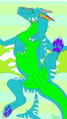 Opal Relaxed
art by jackalbaby
Keywords: dragoness;female;feral;solo;vagina;presenting;jackalbaby