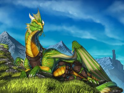 Lounging
art by jackrow
Keywords: dragon;male;feral;solo;non-adult;jackrow