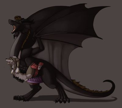I Like Big Dragons
art by jagon
Keywords: dragon;male;feral;furry;canine;dragoness;hybrid;female;anthro;breasts;M/F;penis;from_behind;vaginal_penetration;macro;jagon