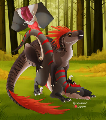 Raptor Romp
art by jamkitsune
Keywords: dinosaur;theropod;raptor;male;feral;M/M;penis;from_behind;anal;closeup;spooge;jamkitsune