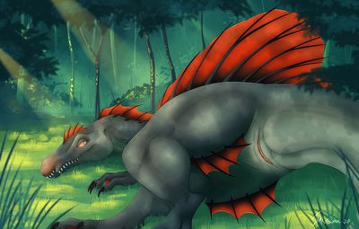 Sunbathing
art by jamkitsune
Keywords: dinosaur;theropod;spinosaurus;female;feral;anthro;solo;cloaca;jamkitsune