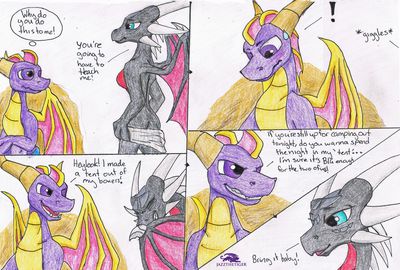 Spyro and Cynder Camping 2
art by jazzthetiger
Keywords: comic;videogame;spyro_the_dragon;dragon;dragoness;spyro;cynder;male;female;anthro;breasts;M/F;suggestive;humor;jazzthetiger