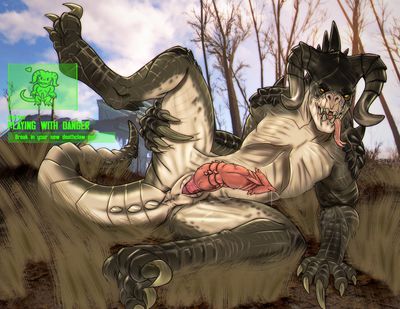 Playing With Danger (Male)
art by johawk
Keywords: videogame;fallout;reptile;lizard;deathclaw;male;feral;solo;penis;spooge;johawk