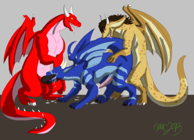 Draconic Threeway
art by justin_fox
Keywords: dragon;feral;male;M/M;threeway;spitroast;penis;anal;oral;from_behind;spooge;justin_fox